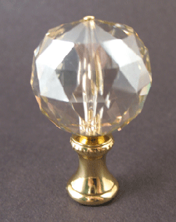 Finial:  Clear Smokey  Crystal Ball.  2" overall