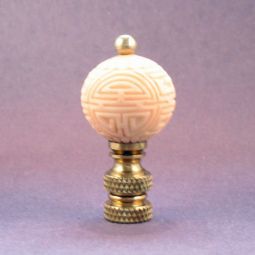 Lamp Finial:  Off White Asian Design Sphere, Ball
