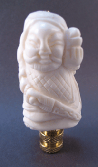 Finial:  Carved Bone Man.  3" overall