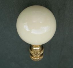 Lamp Finial:  Ivory Acrylic Ball. 2 1/2 overall