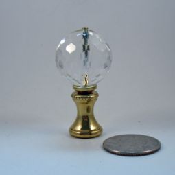 Lamp Finial Small Clear Crystal Faceted Ball