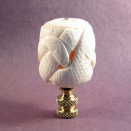 Lamp Finial:  Bleached Bone Carved Snake Ball