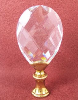Finial:  Flat Oval  Glass  Prism 2 7/8" overall