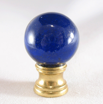 Lamp finial w 1" dia Cobalt Blue glass ball 1 1/4" high RA per each 