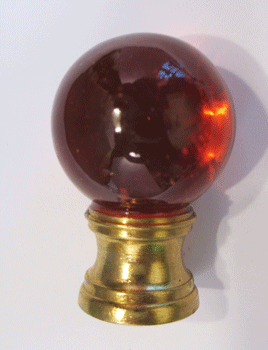 Finial: Dark Amber Glass Ball  1 1/2" overall  3/8" (1/8ip)