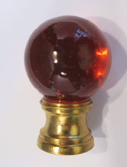 Finial: Dark Amber Glass Ball  1 1/2" overall  3/8" (1/8ip)