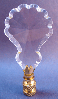 Finial: Clear Glass  Scalloped Edge.  3 1/2" overall