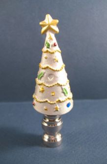 Lamp Finial:  Silver Resin Christmas Tree