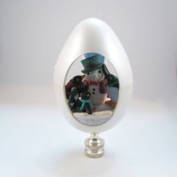 Lamp Finial:  Plastic Christmas Egg with Penguine Inside