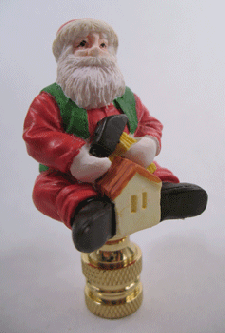 Finial:  Small Santa Sitting on the Roof.  3" overall