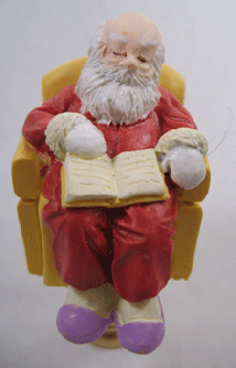 Finial:  Small Santa Sleeps in the Chair.  2 7/8" overall