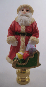 Finial: Small Santa with Small Sled.  3" overall