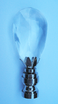 Lamp Finial: Clear Acrylic Flat Prism. 2 3/4" tall overall