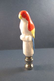 Bird Lamp Finial: Ceramic  Parrot 2 1/2" tall overall