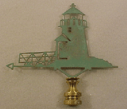 Lighthouse Weathervane Finial (verdigris) green finish 4"x4"