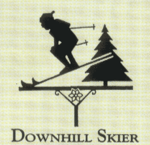 Downhill Skier Weathervane Finial (verdigris) green finish 4"x4"