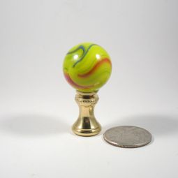 Lamp Finial Vintage Yellow Multi Color Glass Marbles