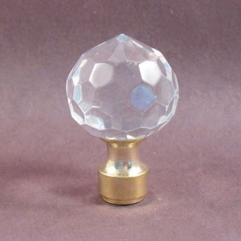 1.75 Inches High Chinese Unknown Crystal Clear Ball 30mm Lamp Finial on Burnished Nickel base 