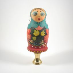 Lamp Finial Hand Painted Wooden Vintage Russian Matryoshka Doll With Surprises Inside