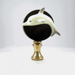 Lamp Finial Dolphin on Black Disk