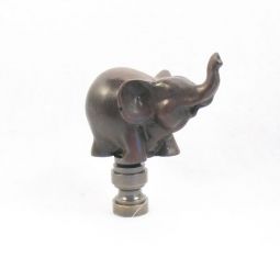 Lamp Finial:  Small Brown Elephant Trunk Up