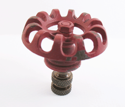 Finial:  Red Faucet.  Man Cave 2 " tall overall