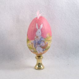 Lamp Finial: Pink Decoupage Easter Egg