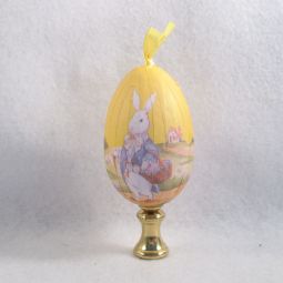 Lamp Finial:  Yellow Decoupage Easter Egg