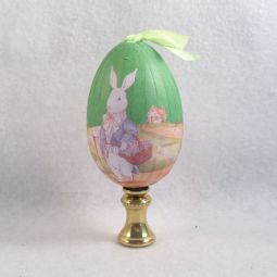 Lamp Finial:  Green Decoupage Easter Egg