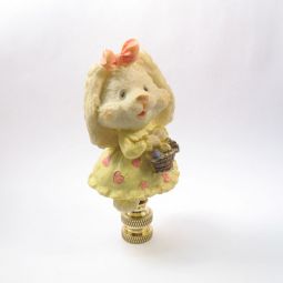 Lamp Finial:  Resin Girl Bunny with Her Basket