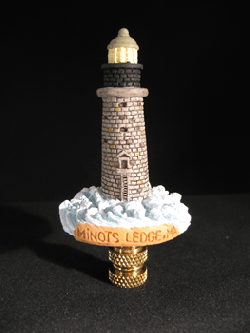 Finial:  Minots Ledges, Ma Lighthouse. 3 1/2" overall