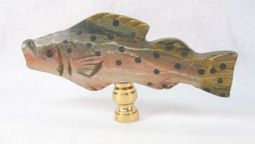 Finial; Wooden Painted Large Fish 2 1/2 x 5" overall