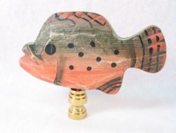 Finial: Large Handpainted Wooden Fish. 3 x 4"