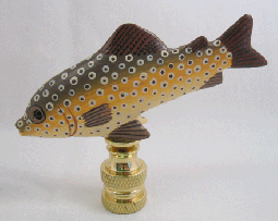 Finial:  Yellow & Brown Painted Fish 2 1/2 x 3" overall