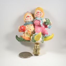 Lamp Finial Cute Painted Colorful Clowns