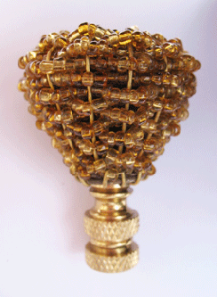 Lamp Finial: Beaded Gold Knob. 2 1/4" tall overall