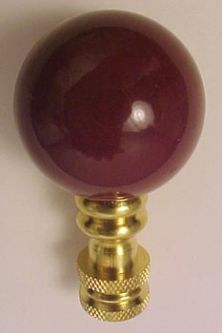 Lamp Finial: Dark Burgandy Maroon Acrylic Ball 2 1/4 " tall overall