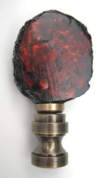 Lamp Finial: Faux Amber with Black Frame. 2 1/4" tall overall.  Limited quantity