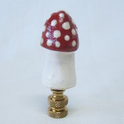 Lamp Finial Red and White Mushroom
