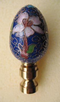 Lamp Finial:Navy Cloisonne Egg  2 3/4" tall overall
