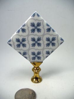 Lamp Finial Blue and White Square Ceramic Tile