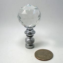 Lamp Finial Round Crystal Ball Silver Hardware
