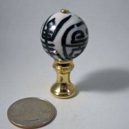 Lamp Finial Blue and White Canton Type Ball