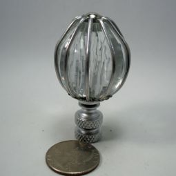 Lamp Finial Clear Glass Ball in Nickel "Cage"