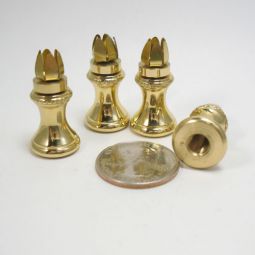 Lamp Finial Hardware 6 Prong Brass Lot of 4