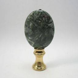 Lamp Finial Green and White Oval Stone