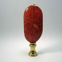 Lamp Finial Orange Natural Stone Oval