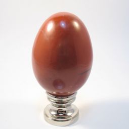 Lamp Finial Red Jasper Egg Silver Hardware