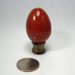 Lamp Finial Red Jasper Egg on Brass Aged Hardware