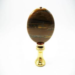 Lamp Finial Brown Stone Coin Bead